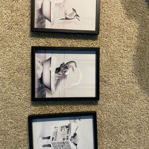 Set of 3 Black Framed Black & White Prints